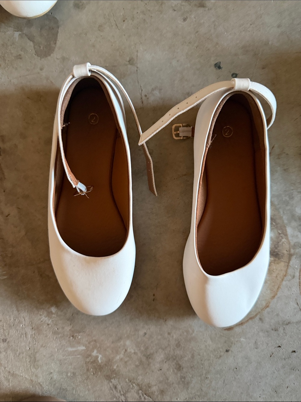 Women's White Ankle-Strap Ballet Flats